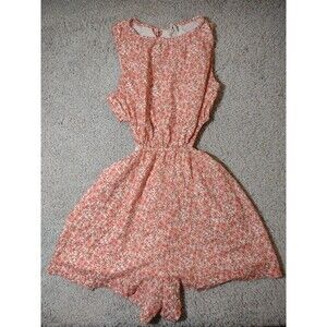 American Eagle Romper Shorts Medium Floral Pink And White Side Slits Sleeveless